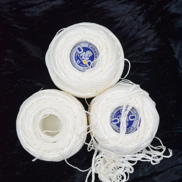 White DMC Crochet Yarn - 3 Spools
